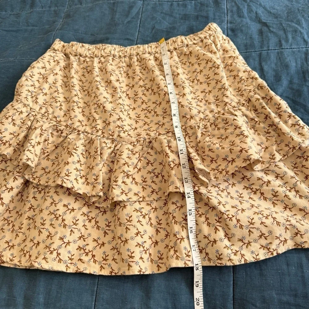 Madewell Flannel Floral Ruffle Pull-On High Rise Mini Skirt Size Medium